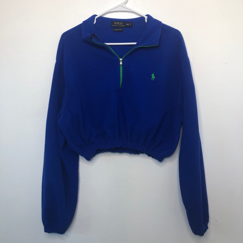 Oversized Blue Cropped Polo Sweater